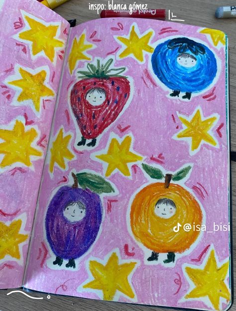 Crayon Doodles Art Journals, Doodle Page Ideas, Mini Sketchbook Ideas, Crayon Sketches, Doddleoddle Art, Crayon Doodles, Art Drawing Ideas, Oil Pastel Art, Crayon Art