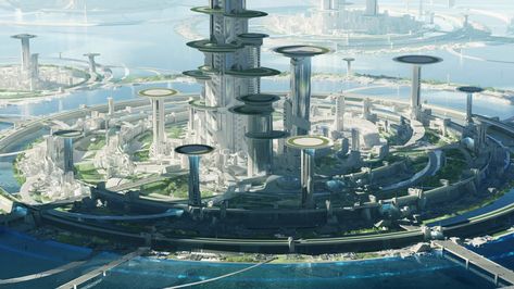 Teams Background, Background Futuristic, Tower City, Sci Fi Architecture, Futuristic Building, Landmarks Art, Sci Fi City, Google Meet, Microsoft Teams