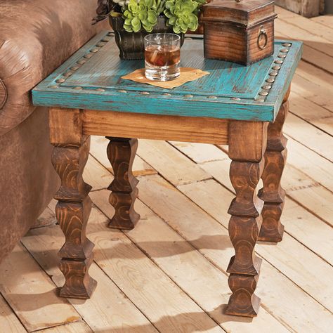 Rustic End Tables, Rustic Western Decor, Western Furniture, Southwest Decor, At Home Furniture Store, Lodge Decor, Country Furniture, Western Home Decor, Small Table