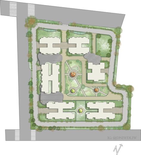 high rise apartments for gated community- 6TH SEM WORK Site Plan Render, Site Plan Rendering, Plan Render, High Rise Apartments, Site Plans, Community Space, Apartment Communities, Nursing Home, Site Plan