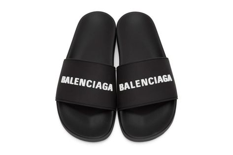 Balenciaga Slippers, Balerinas Shoes, Fancy Slippers, Balenciaga Slides, Balenciaga Sandals, Black Lace Up Heels, Black Balenciaga, Black Slides, Streetwear Shop