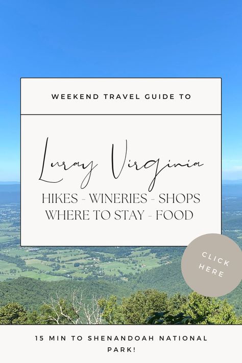 Here's our collection of all our Luray, VA recommendations and travel guides for a perfect weekend getaway to Shenandoah National Park! Tips on hikes, the Luray Caverns, where to eat & drink, wineries and more! Perfect for a little vacation to Luray in the summer or any season! Luray Va, Luray Virginia, Luray Caverns, Virginia Travel, Shenandoah National Park, Weekend Travel, Weekend Trips, Weekend Getaway, Travel Guides