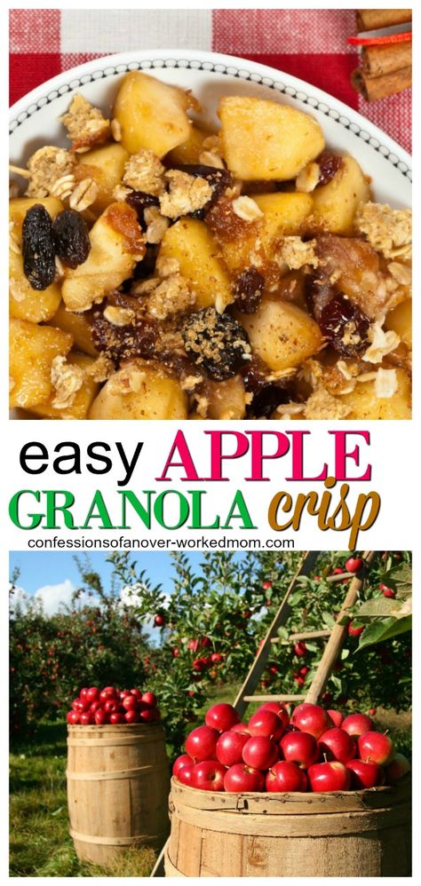 Apples And Granola, Granola Topping For Apple Crisp, Baked Apples With Granola, Apple Crisp Recipe With Granola, Apple Granola Crisp, Apple Crisp With Granola, Homemade Apple Cinnamon Granola, Apple Crisp With Granola Topping, Granola Dessert