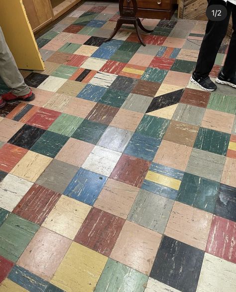 Cool Linoleum Flooring, 1950s Flooring, Kitchen Flooring Ideas Inexpensive, Linoleum Flooring Kitchen, Retro Basement, Painted Wooden Floors, Marmoleum Floors, Linoleum Floors, Basement Flooring Options