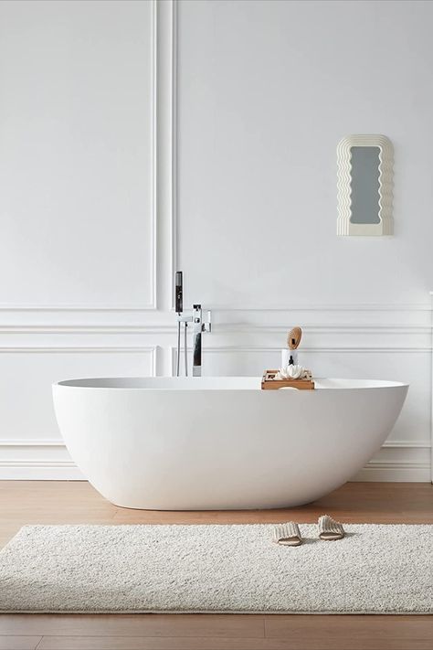 Freestanding Tubs, Bathroom Freestanding, Stand Alone Tub, Bath Inspiration, Freestanding Bathtub, Bathroom Design Decor, Egg Shell, Drain Cover, Soaking Bathtubs