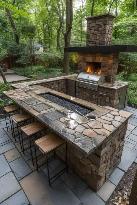 Budget Outdoor Kitchen, Outdoor Grill Station, Modern Outdoor Kitchen, Lights Patio, Grill Station, Outdoor Kitchen Plans, Backyard Grilling, Outdoor Kitchen Ideas, Backyard Kitchen