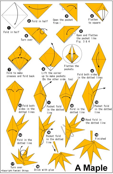 Origami maple leaf, with instructions! Origami Maple Leaf, Origami Guide, Origami Leaves, Origami Diagrams, Dollar Bill Origami, Origami Bookmark, Origami For Beginners, Origami And Kirigami, Origami Rose