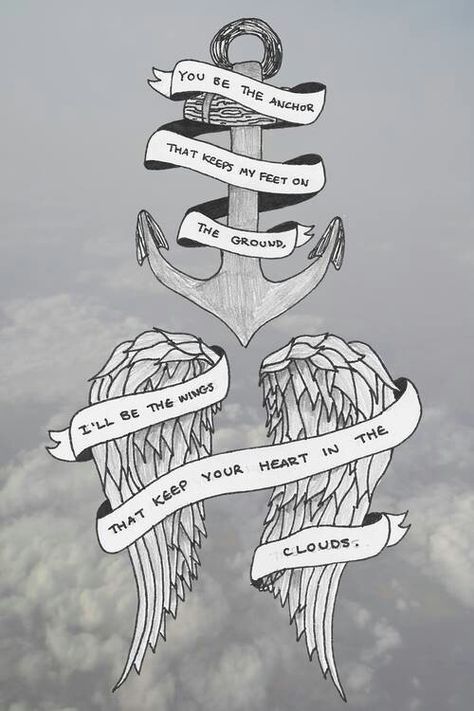 You be my anchor that keeps my feet on the ground & ill be the wings that keep your heart in the clouds ♥ Paramore Tattoo, Anchor Drawings, Mayday Parade Lyrics, Lyric Tattoos, Mayday Parade, Meaningful Drawings, Drawing Quotes, Music Tattoos, 1 Tattoo