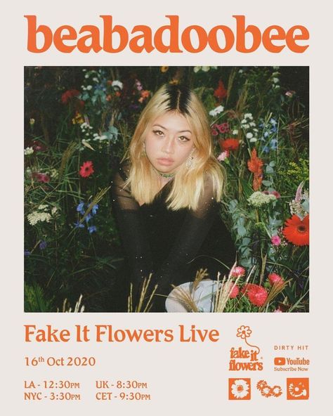 Poster Beabadoobee, Beabadoobee Poster, Flowers Poster, Music Poster Design, Dorm Posters, Tour Posters, Vintage Poster Art, Cute Poster, New Poster