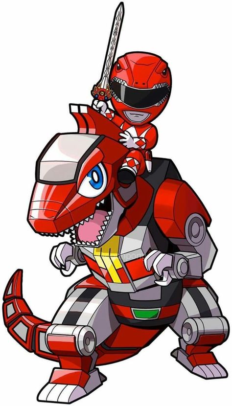 Jason/Tyrannosaurus Power Rangers Cartoon, Festa Power Rangers, Dino Rangers, Power Ranger Party, Power Rangers Megazord, Chibi Marvel, Power Rangers Dino Charge, Power Rangers Fan Art, 90s Art