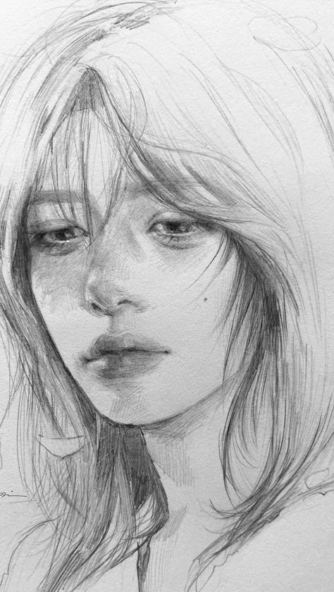 보리차 (@_bori_tea_) • Instagram photos and videos Realism Tutorial Pencil, Semi Realism Traditional Art, 3/4 Profile Drawing, Portrait Sketches Pencil Faces, Realism Art Pencil, Realistic Drawings Pencil, Realism Tutorial, Water Pencil Drawing, Semi Realism Sketch