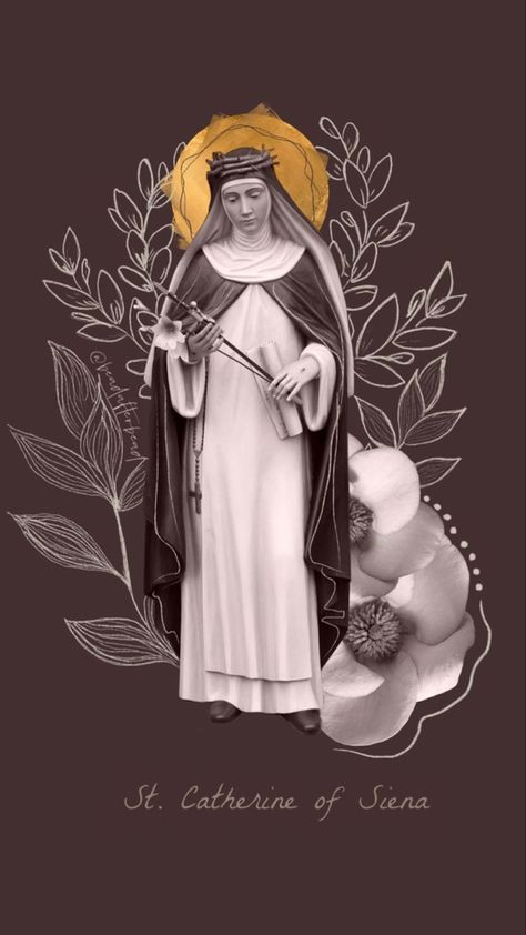 Saint Catherine Of Siena, St Dymphna, St Catherine Of Siena, Catholic Wallpaper, Santa Art, Santa Rita, Santa Catalina, Religious Images, St Catherine