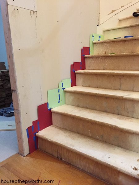 Creating your own skirting for a curved staircase - House of Hepworths Scribing Stair Skirt Board, Stair Skirts Ideas, Staircase Baseboard Trim, Stair Skirt Board Diy, Stairs Without Skirt Board, Skirt Board For Stairs, Trim For Stairs, Stair Skirting Ideas, Staircase Skirting