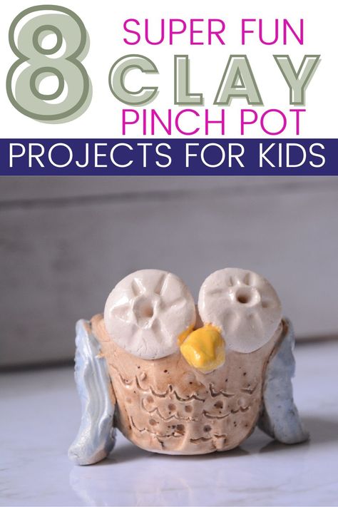 Air Dry Clay Coil Pots, One Day Clay Projects Elementary, Animal Clay Projects, Elementary Ceramic Projects, Air Dry Clay Pinch Pot Ideas, Pottery Kids Ideas, Air Dry Clay Pinch Pots, Kid Clay Projects, Preschool Clay Projects