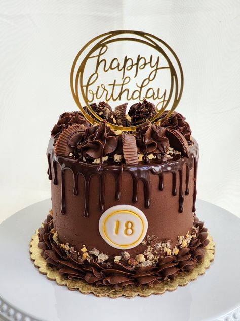 Candy Chocolate Cake, Chocolate Cake Designs Birthday Women, Chocolate Tall Cake, Custom Cakes For Men, Tall Chocolate Cake, Chocolate Drip Cake Birthday, Fruit Table Ideas, Meme Cake, Barbie Themed Cake