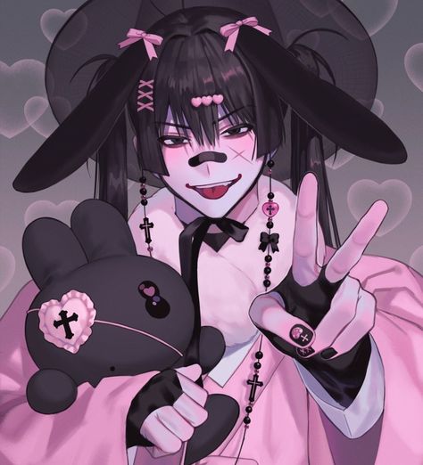 Nb Pfp, Goth Boy Art, Yami Kawaii Art, Pastel Goth Art, Cybercore Aesthetic, Monster 2, Yandere Manga, Art Pics, Pfp Icons