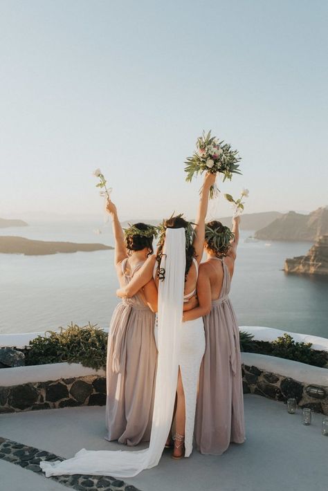 Monteverde Nude Bridesmaid Dresses, Wedding Venues Italy, Best Destination Wedding Locations, Frugal Wedding, Bridesmaids Photos, Santorini Wedding, Grace Loves Lace, Greece Wedding, Bridesmaid Style