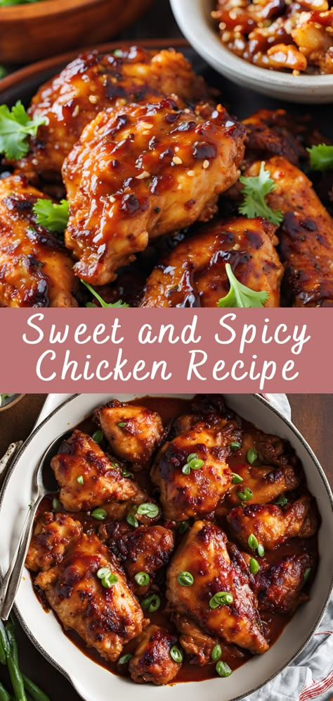 Sweet and Spicy Chicken Recipe | Cheff Recipes Sweet Pepper Chicken Recipes, Quick And Easy Weeknight Dinner Recipes, Sweet And Spicy Chicken Recipes, Spicy Chicken Dinner Recipes, Family Supper Recipes, A Spicy Perspective Recipes, Bold Flavor Recipes, Chicken Spicy Recipes, Red Sauce Recipes Dinners