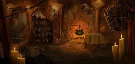 Witch House Interior, Scary Godmother, Acotar Illyrian, Arthur Wellesley, Dark Abyss, Interior Concept Art, Witch Hut, Witchy House, Fantasy Elements