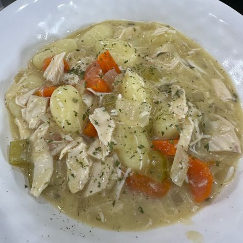 Luke Brown Cooking In The Midwest, Crockpot Chicken And Gnocchi, Cooking In The Midwest, Gf Soups, Easy Green Bean Recipes, Chicken And Gnocchi, Luke Brown, Crockpot Soup, Unstuffed Cabbage