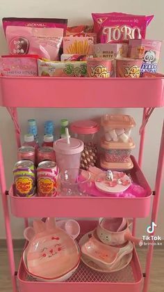 Snacks Organizer Ideas, Snack Cart Kawaii, Food Cart For Room, Restocking Snack Cart, Aesthetic Snack Cart, Snack Cart Restock, Snack Cart Aesthetic, Kawaii Snack Cart, Snack Cart For Room