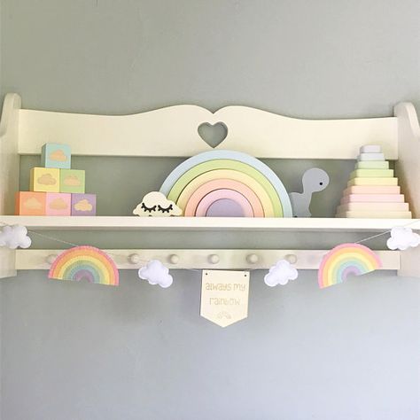 Nursery Pastel, Rainbow Baby Nursery, Rainbow Stacker, Rainbow Garland, Cloud Decoration, Rainbow Toy, Nursery Rainbow, Pastel Nursery, Rainbow Quote