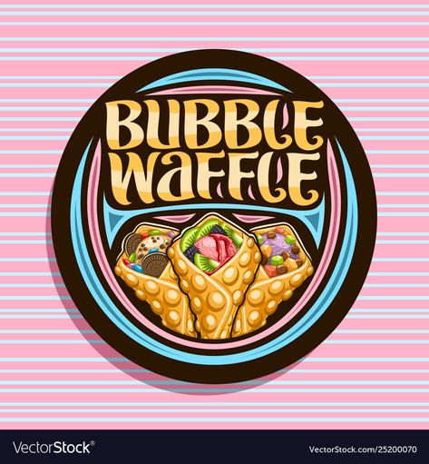 Bubble Waffle Logo, Waffles Logo, Waffle Bubble, Egg Waffles, Bubble Logo, Cocktails Vector, Word Bubble, Bubble Waffle, Beer Party