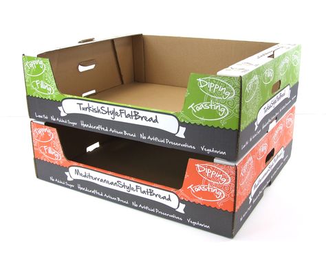 Shelf Ready Packaging / Retail Ready Packaging | Fencor Supermarket Packaging, Corrugated Box Design, Fruits Packaging, Packing Box Design, Sandwich Packaging, Vegetable Packaging, Carton Design, Vegetable Boxes, Fruit Logo