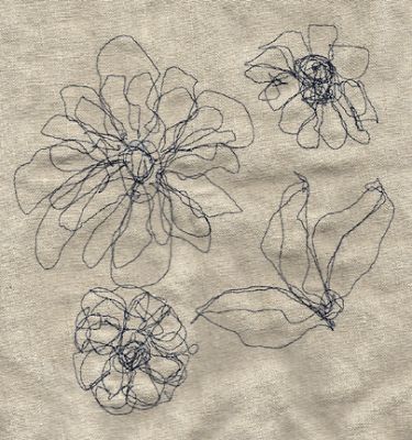 Embroidery Patterns Machine, Embroidery Leaves, Herb Embroidery, Thread Sketching, Doodle Floral, Freehand Machine Embroidery, Black Stitch, Couple Ideas, Textiles Projects