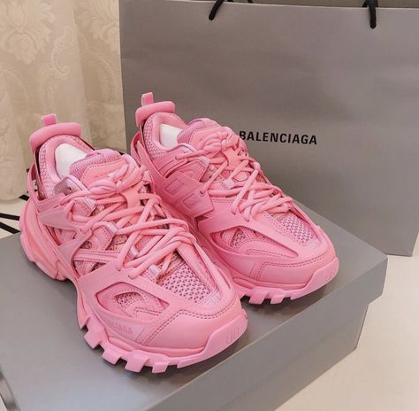 Pink Balenciaga Track, Balenciaga Track Sneakers, Pink Balenciaga, Trendy Shoes Sneakers, Sneakers Heels, Balenciaga Track, Cute Nike Shoes, Cute Nike, Hype Shoes