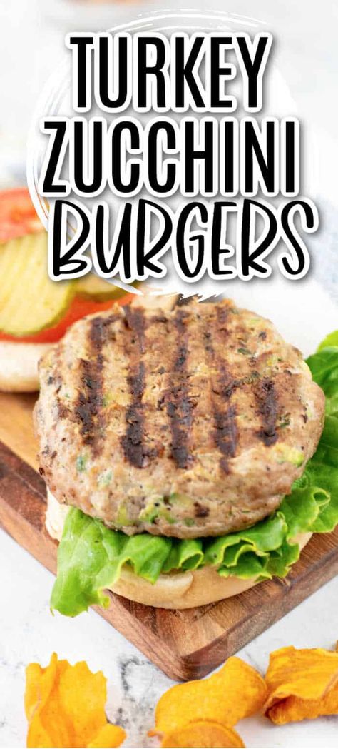 Zucchini Burger Recipe, Turkey Burger Recipes Healthy, Zucchini Burgers, Ground Turkey Burgers, Turkey Zucchini, Ground Chicken Burgers, Zucchini Burger, Best Turkey Burgers, Chicken Main Dish Recipes