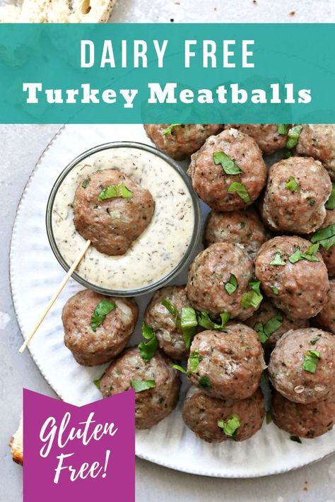 Dairy Free Meatballs, Egg Free Meatballs, Gluten Free Turkey Meatballs, Gfcf Diet, Turkey Meatballs Healthy, Ground Turkey Meatballs, Dairy Free Appetizers, Gluten Free Meatballs, Turkey Meatball Recipe