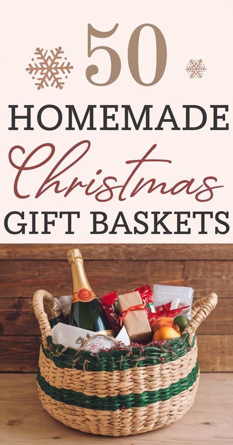 50 DIY Christmas Gift Baskets for a Homemade Touch Aldi Gift Basket, Handmade Christmas Baskets, Yankee Swap Gift Basket Ideas, Christmas Diy Gift Basket Ideas, Home Essentials Gift Basket, Baking Basket Ideas Silent Auction, Christmas Gift Basket Ideas Diy, What To Put In A Christmas Gift Basket, Making A Gift Basket Diy