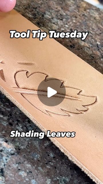 Bob Blea on Instagram: "This #tooltiptuesday let’s talk about using a shader or thumbprint to add depth and texture to leaves.  You use the stamp along the edges of the leaves to create shading as well as flow along the leaf. Notice how I start near the tip of the leaf with a stronger strike to give it more depth and then fade it off towards the center of the leaf. You also want to try and make each shading flow the same way towards the main stem and each side of the leaf should try to mirror the other. After all if you look at a leaf in nature they are almost always symmetrical down there main stem.   Hope this helps someone. Leave you comments or questions below! #floralcarving #tooltips #ontheworkbench #coloradoartist #fortcollinsartist #leatherwork #leathercraft #leatherworker #leather Colorado Artists, Leather Carving, Leather Artisan, Hand Tooled Leather, The Leaf, Fort Collins, Custom Leather, Leather Tooling, In Nature