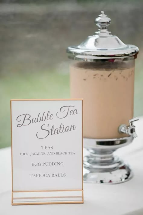 Hot Tea Station Wedding, Boba Bar Party, Bubble Tea Station Wedding, Boba Tea Bar Wedding, Bubble Tea Wedding, Wedding Bubble Tea, Wedding Tea Station, Boba Bar Station Party, Boba Tea Station