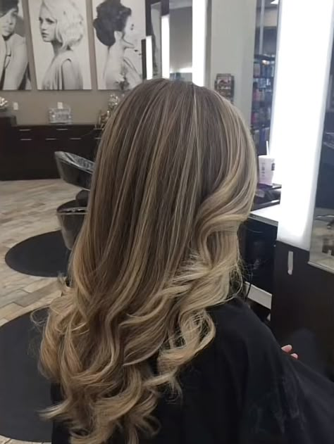 Long Brown Hair With Blonde Balayage, Blonde Highlits On Brown, Highlights Into Balayage Blonde, Different Types Of Hair Highlights, Long Brown Hair Blonde Highlights, Highlights For Dark Brown Hair Blonde, Blond Babylights On Brown Hair, Highlights Brown Hair Balayage Ombre, Hair Colors Highlight