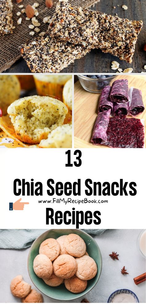 13 Chia Seed Snacks Recipes ideas to easily create. Clean eating healthy protein to energize active sports people and helps digestive systems. Cooking With Chia Seeds, Chia Flour Recipes, Chia Seed Snack Recipes, Best Chia Seed Recipes, Snacks With Chia Seeds, Recipes For Chia Seeds, Flax Seed And Chia Seed Recipes, Things To Make With Chia Seeds, Savory Chia Seed Recipes