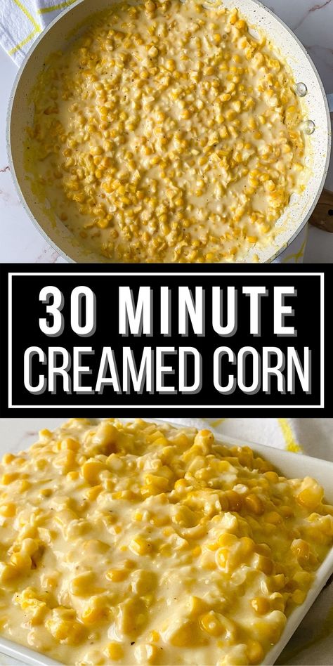 Creamed Style Corn Recipe, Homemade Creamed Corn Easy, Cream Style Sweet Corn Recipes, Diy Creamed Corn, Frozen Cream Corn Recipe, Homemade Cream Style Corn, How To Make Cream Corn, Cream Style Corn Recipe, Easy Cream Corn