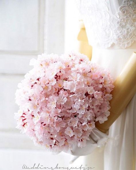 Really unusual and very feminine pink cherry blossoms bridal bouquet #weddingtheme #wedding #theme #unusual Cherry Blossom Wedding Bouquet, Blossom Wedding Theme, Cherry Blossom Bouquet, Cherry Blossom Wedding Theme, Sakura Wedding, Cherry Blossom Party, Flower Aesthetics, Cherry Blossom Theme, Bridesmaids Bouquet