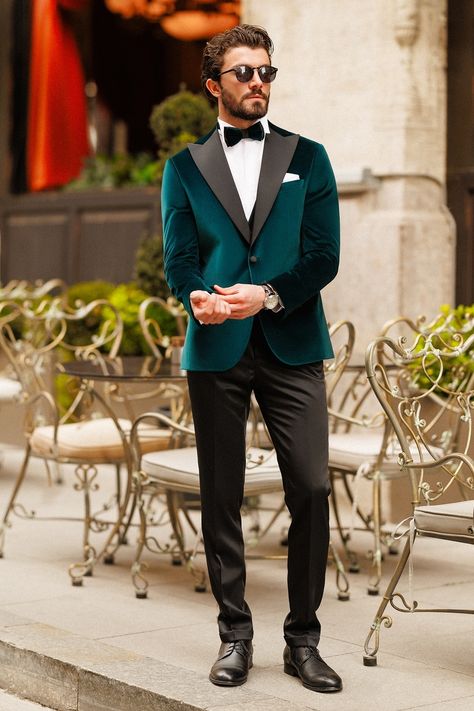 Black Double Breasted Suit, Blazer Waistcoat, Designer Tuxedo, Bow Tie Suit, Grooms Men, Suit For Wedding, Emerald Velvet, Modern Fit Suit, Double Breasted Tuxedo