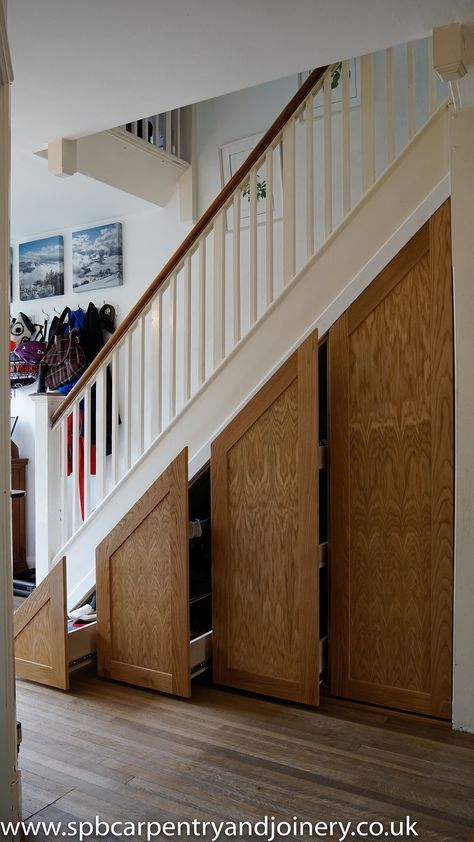 Under stair cupboards oxford carpenter, stair balustrade oxford, Stair Storage Ideas, Under Stair Storage Ideas, Under Stairs Drawers, Understairs Ideas, Door Under Stairs, Under Eaves Storage, Cabinet Under Stairs, Stair Balustrade, Under Stair Storage