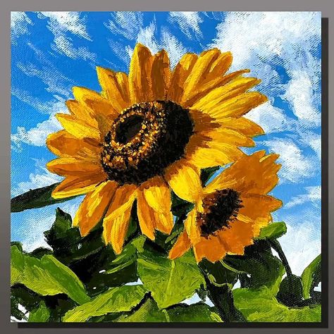 Sunflower with the Sky Acrylic Painting | artist, art, Helianthus, art of painting | Sunflower with the Sky Acrylic Painting #art #artist #artwork #acrylic #painting #eldrawingarts #flowerpainting #acrylicpainting | By El Drawing Arts | Facebook Cherry Blossom Painting Acrylic, Wildflower Mural, Sunflower Artwork, Art Of Painting, Drawing Arts, Cherry Blossom Painting, Pen Art Work, Sunflower Drawing, Artwork Acrylic