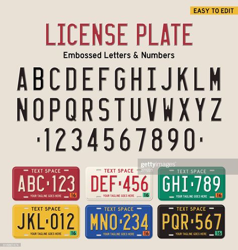 stock vector : 3d license plate font and license plate set License Plate Font, License Plate Illustration, License Plate Drawing, Alphabet Cars, Concert Banner, Wine Nook, Travel Classroom, License Plate Ideas, Bd Card