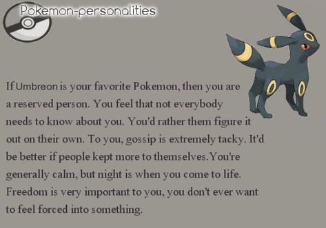 Pokemon Personalities--umbreon Pokemon Personalities, Umbreon And Espeon, Pokemon Umbreon, Pokemon Eeveelutions, Gotta Catch Them All, Eevee Evolutions, Pokemon Eevee, Pokemon Comics, Pokémon Master