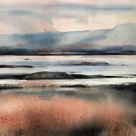 #field #mark #watercolour #landscape #abstractlandscape #watercolor #contemporarypainting #artonpaper #gallery #galleri #nordicmood #mood… | Instagram Loose Watercolor Paintings, Tree Watercolor Painting, Watercolor Art Landscape, Abstract Watercolor Landscape, Art Tutorials Watercolor, Watercolour Landscape, Watercolor Water, Contemporary Watercolor, Watercolour Inspiration