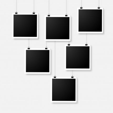 Set of six empty photo frames hanging wi... | Premium Vector #Freepik #vector #frame #border #camera #frames Polaroid Picture Frame, Bulldog Clip, Vector Frame, Happy Birthday Wallpaper, Instagram Photo Frame, Happy Birthday Frame, Birthday Post Instagram, Polaroid Frame, Instagram Frame Template