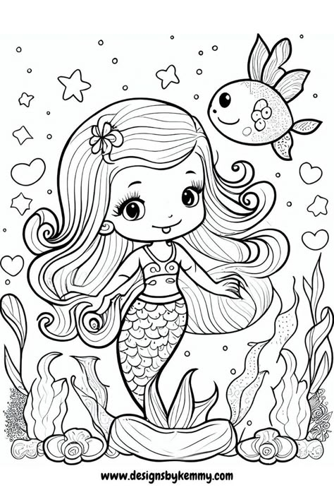 Mermaid Coloring Pages |  Designs By Kemmy Disney Princess Coloring Pages, Barbie Coloring, Barbie Coloring Pages, Mermaid Coloring Pages, Princess Coloring Pages, Dinosaur Coloring Pages, Coloring Page Ideas, Unicorn Coloring Pages, Princess Coloring