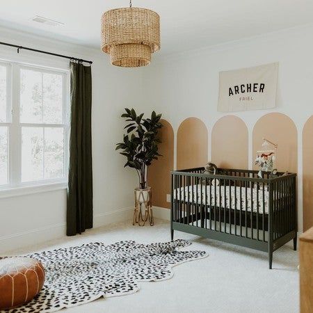 Black Crib Nursery, Black Crib, Nursery Layout, Nursery Bookshelf, Baby Room Ideas, Nursery Room Design, Baby Room Inspiration, Baby Boy Room Nursery, Nursery Room Inspiration