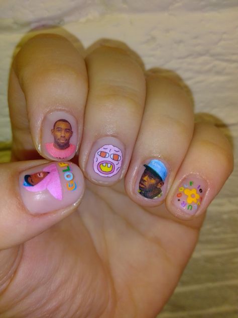 Childish Gambino Inspired Nails, Lil Yatchy Nail Art, Tyler The Creator Nails Short, Igor Nails Tyler, Tyler The Creator Nails Igor, Lil Yachty Nails, Lil Yatchy Nails, Igor Nails, Call Me If You Get Lost Nails