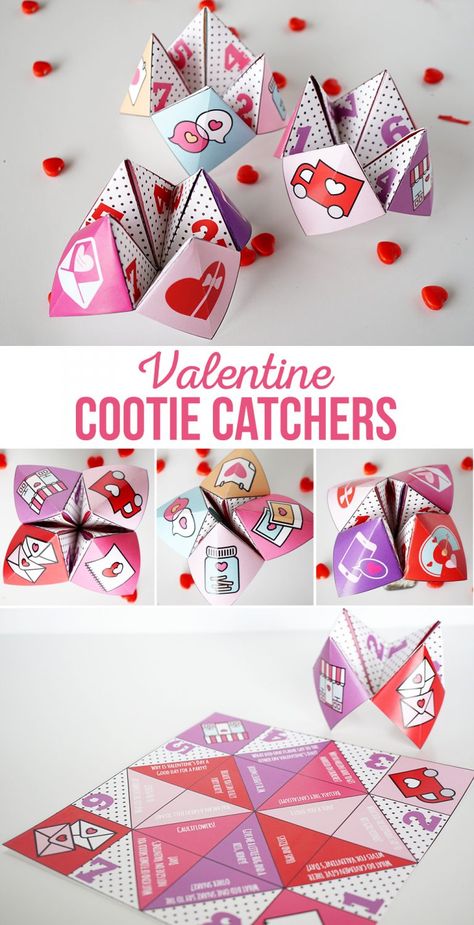 Valentine Fortune Tellers | These Valentine Cootie Catchers are ready to print and fold and would be a fun class activity as party as a party. Valentines Ideas For Him, Saint Valentin Diy, Valentines Bricolage, Kids Party Crafts, Fortune Tellers, Valentine's Day Crafts, Valentines Games, Class Activity, Valentine's Day Games